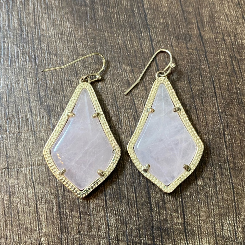 Kendra Scott Light Pink and Gold Alex Earrings